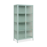 vetrina milton 52a in acciaio laminato con 2 ante vetro temperato ondulato colore verde menta, design classico o moderno con grande capacità contenitiva