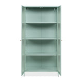 vetrina milton 52a in acciaio laminato con 2 ante vetro temperato ondulato colore verde menta, struttura solida con ripiani in vetro o legno