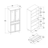 vetrina vienna52a 4 ante e cassetto nera con frontali effetto vimini, ideale per valorizzare oggetti con stile