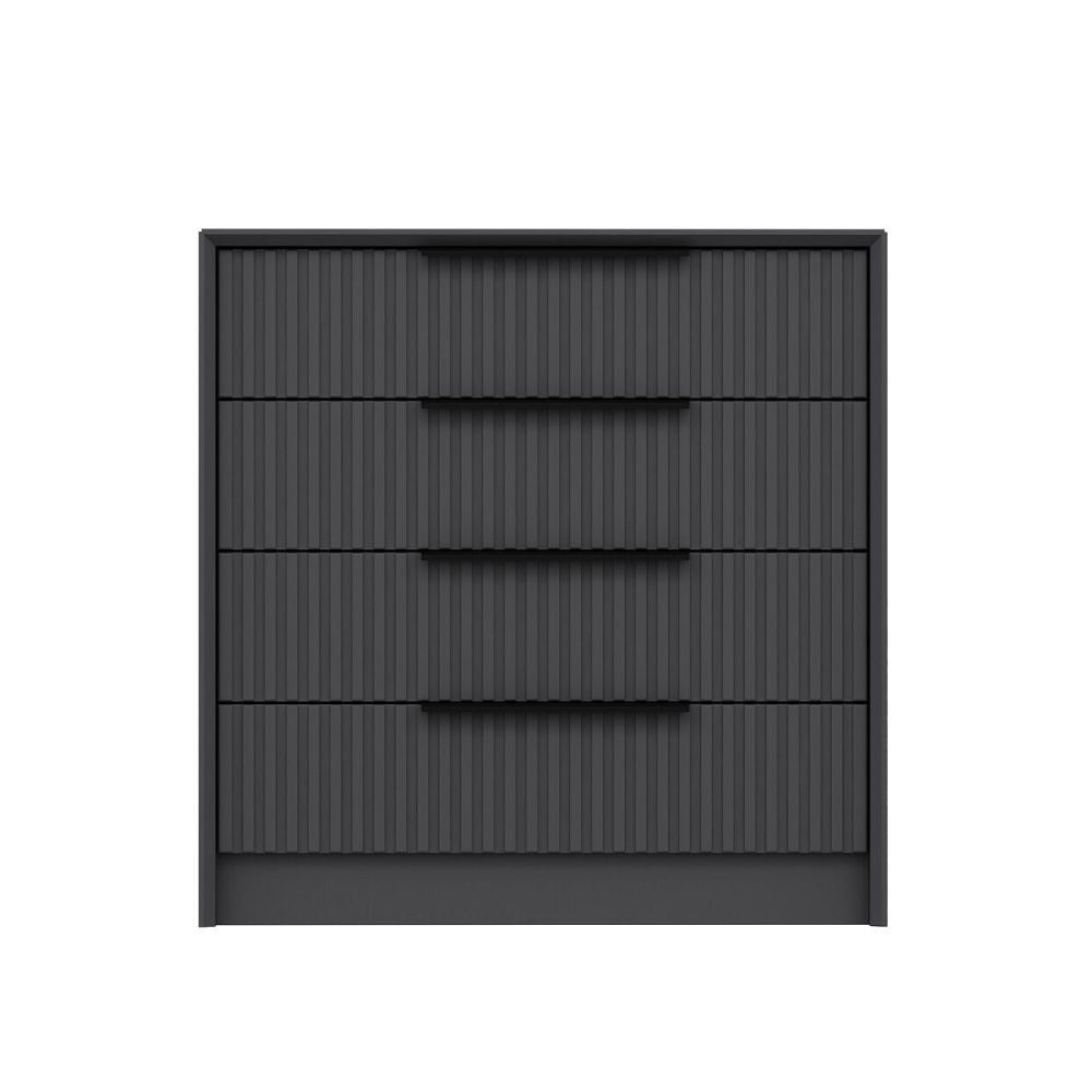 Cassettiera Kale 4 cassetti incassati effetto cannettato colore antracite