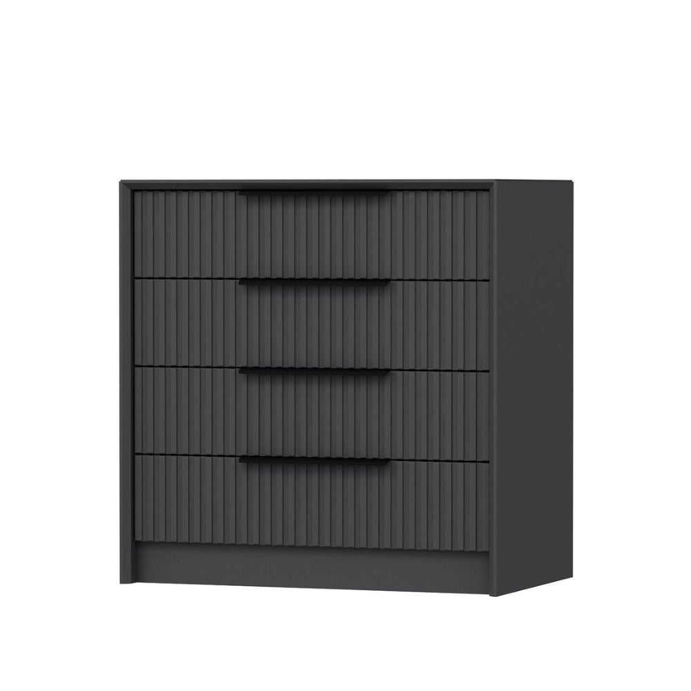 Cassettiera Kale 4 cassetti incassati effetto cannettato colore antracite