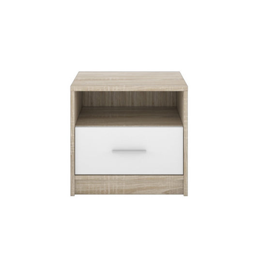 Comodino Nepo 1 cassetto 49,5 cm. rovere sonoma bianco