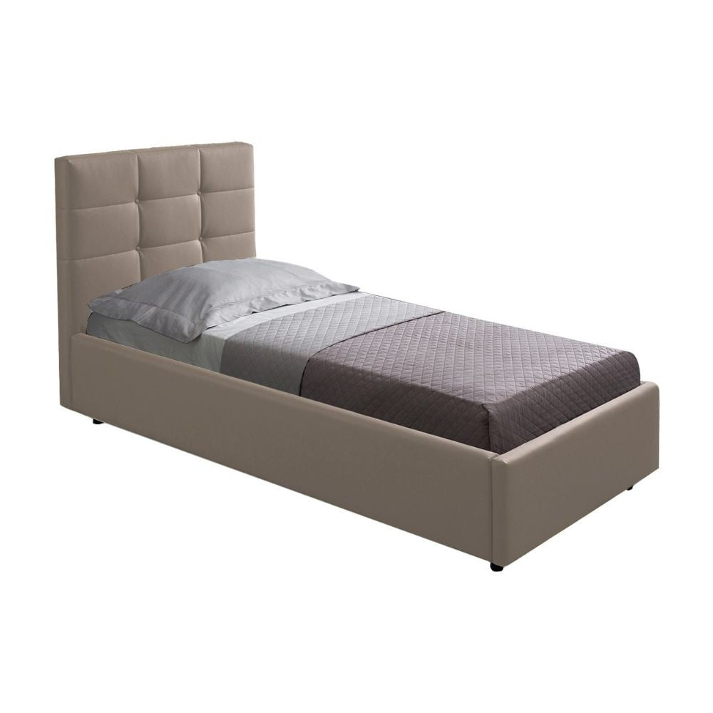 Letto singolo con contenitore Napoli tortora