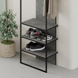 Mobile ingresso Archy con 4 ganci appendi abiti e scarpiera in colore retro grey