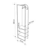Mobile ingresso Archy con 4 ganci appendi abiti e scarpiera in colore retro grey