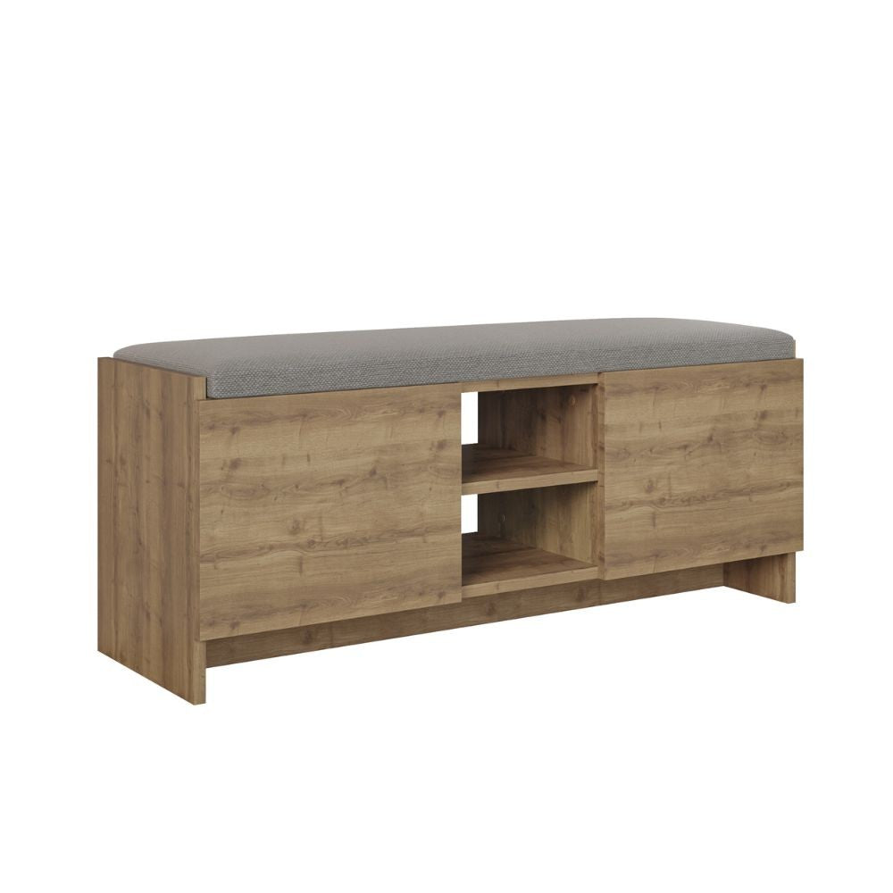 Panca scarpiera Zulla noce con ante e cuscino