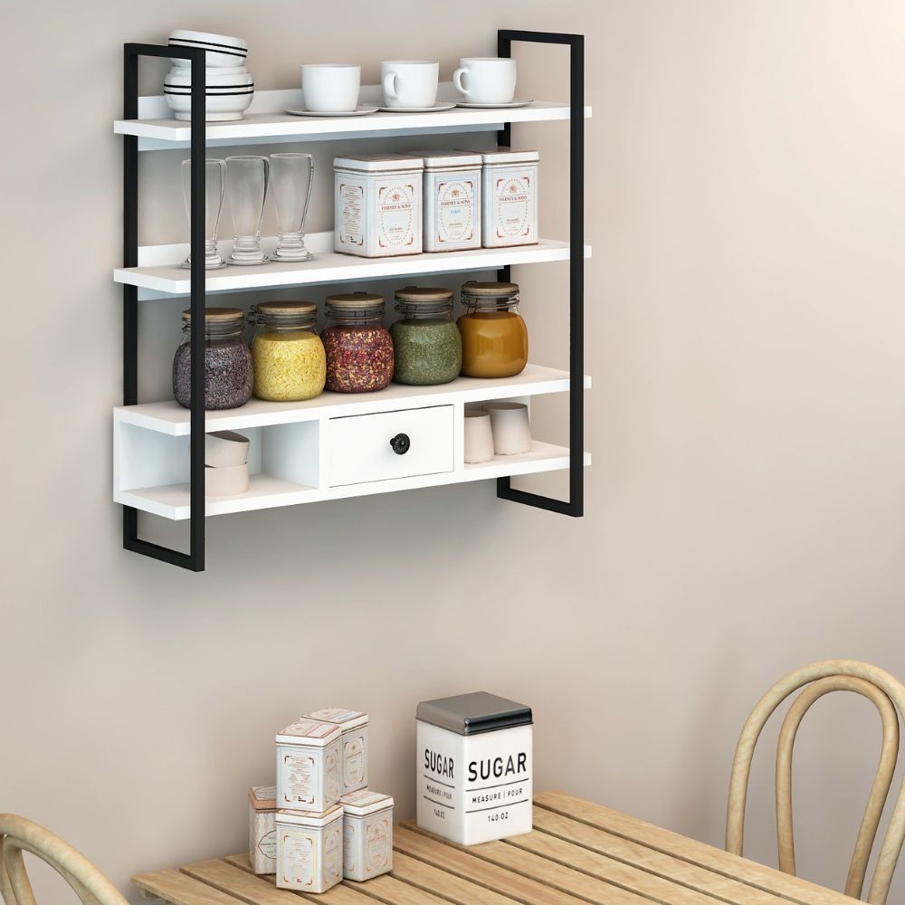 Scaffale da parete Severo mensole e cassetto