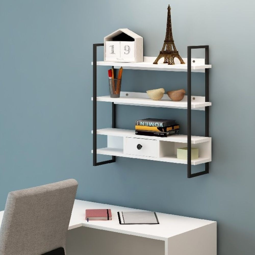 Scaffale da parete Severo mensole e cassetto