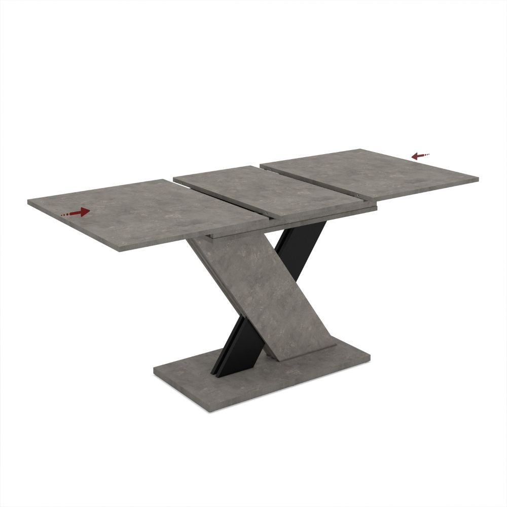 Tavolo allungabile Axi in cemento con dettaglio nero