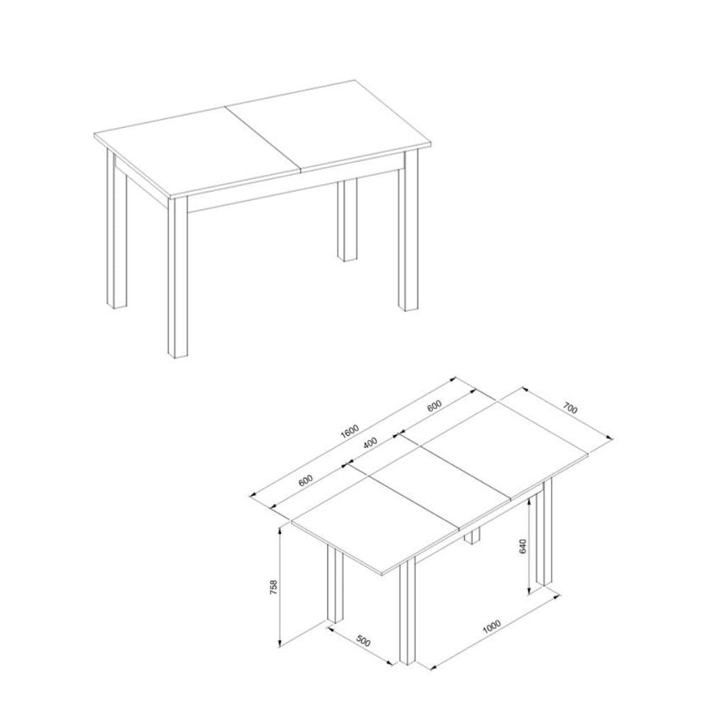Tavolo allungabile Coburg 120 colore rovere con gambe nere