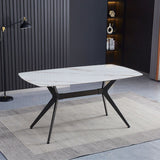 Tavolo fisso Callista con piano in ceramica effetto marmo bianco lucido