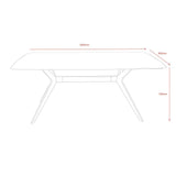 Tavolo fisso Callista con piano in ceramica effetto marmo bianco lucido