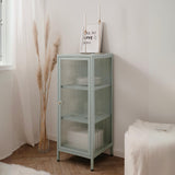 Vetrina Milton 01A in acciaio laminato con 1 anta vetro temperato ondulato colore verde menta