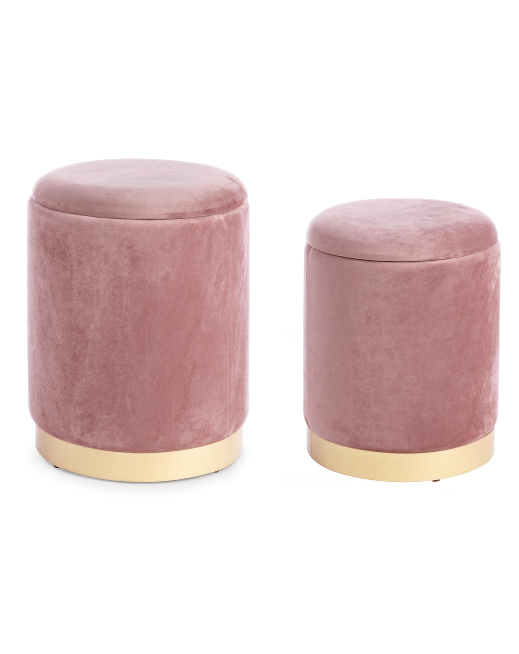 Set di 2 pouf contenitore POLINA in velluto rosa