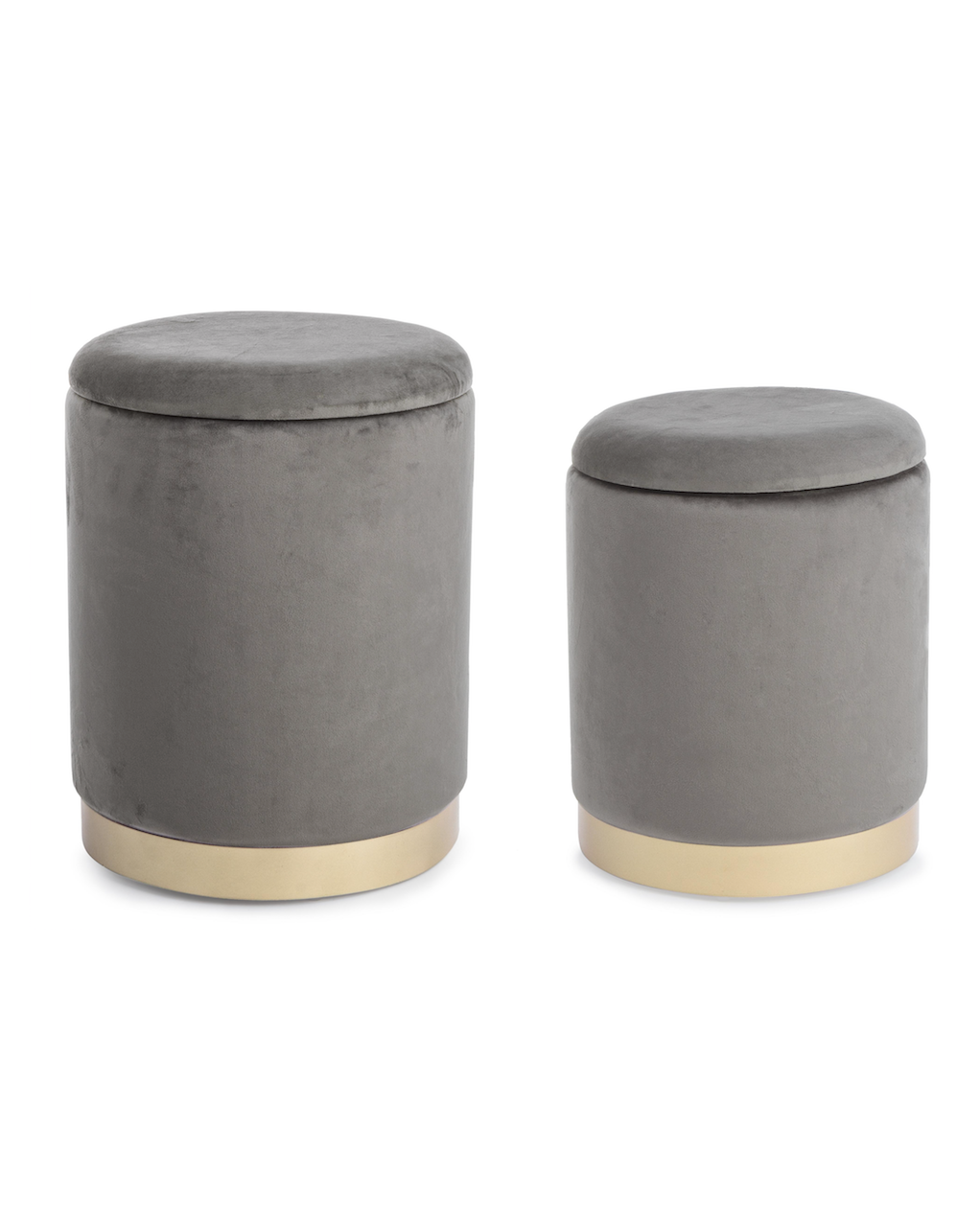 Set di 2 pouf contenitore POLINA in velluto grigio