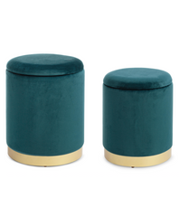 Set di 2 pouf contenitore POLINA in velluto verde