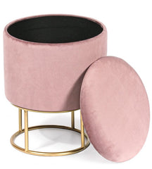 Pouf contenitore POLINA in velluto rosa