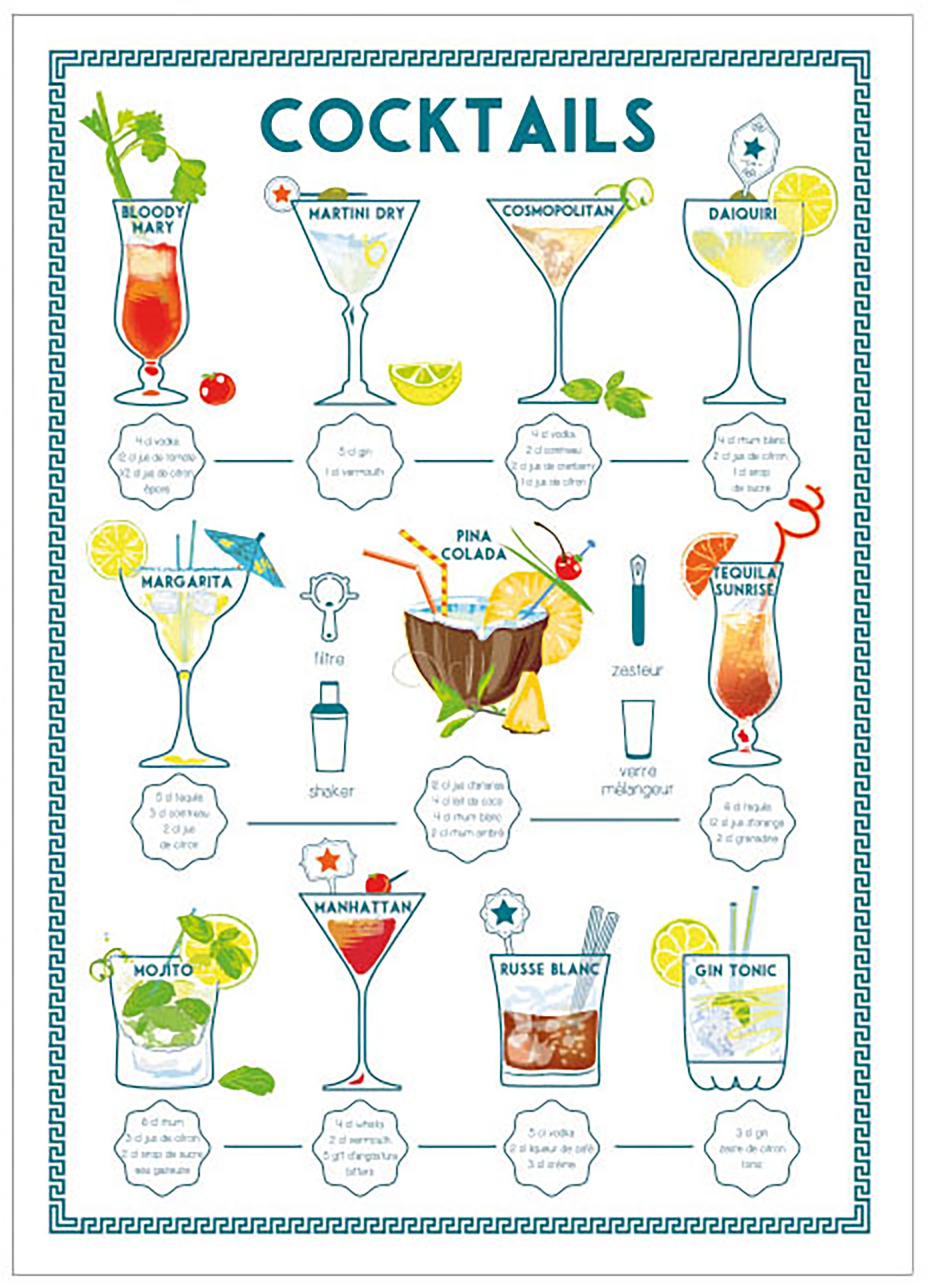 Strofinaccio Cocktails Assortis 50 X 70