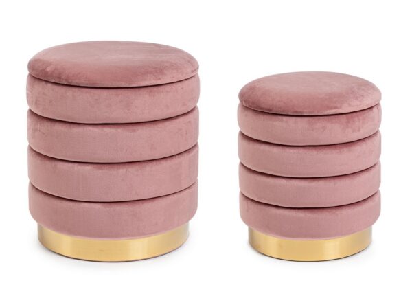 Set di 2 pouf DARINA colore rosa