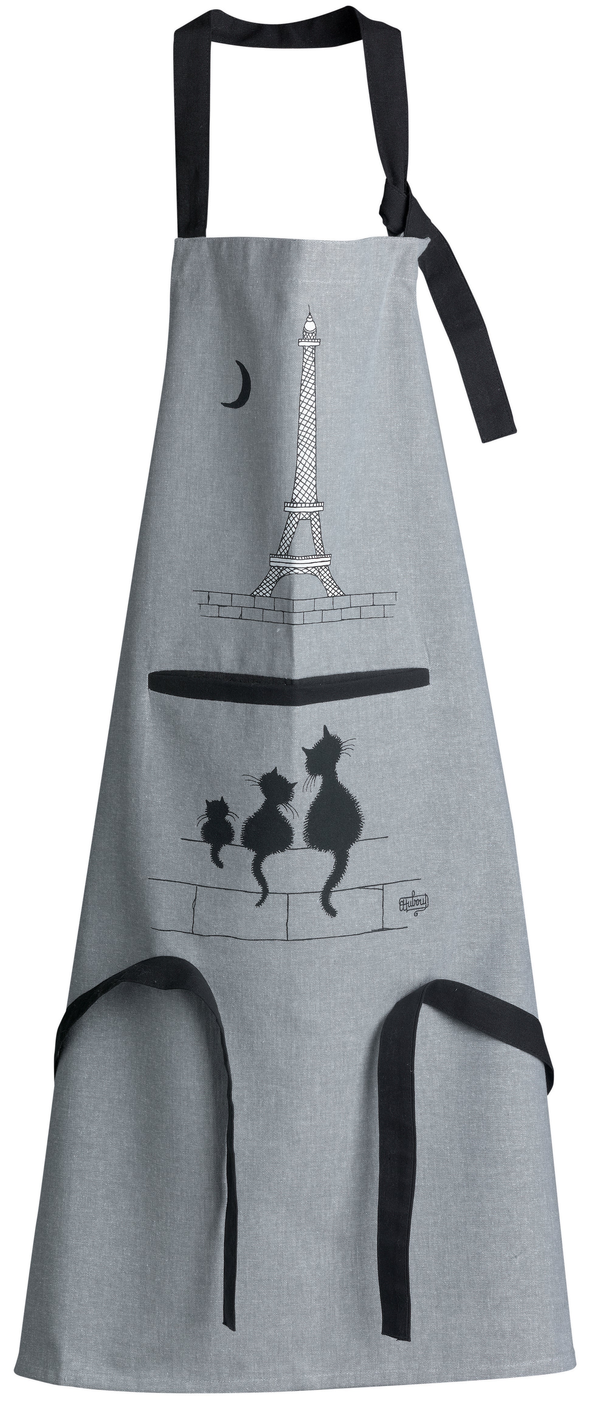 Grembiule da cucina Dubout Chats Eiffel Gris 72 X 85