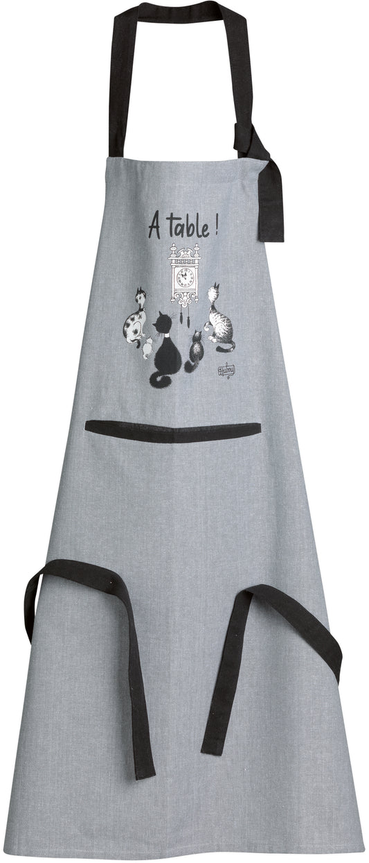 Grembiule da cucina Dubout chat horloge Gris 72 X 85 1708