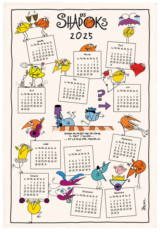 Asciugamano Shadoks Calendrier 2025 Écru 48 X 72 626