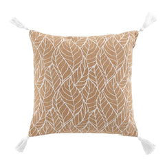 cuscini Douceur d intérieur:COUSSIN DEHOUS. COMPR. POMPONS 40x40 CM JUTE IMPRIME/POLYCOTON U