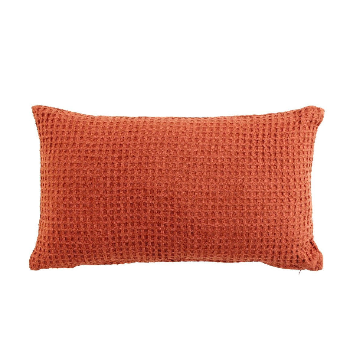 cuscini Douceur d intérieur:COUSSIN DEHOUSSABLE 30 x 50 CM COTON UNI GAUFRETTE TERRACOTTA