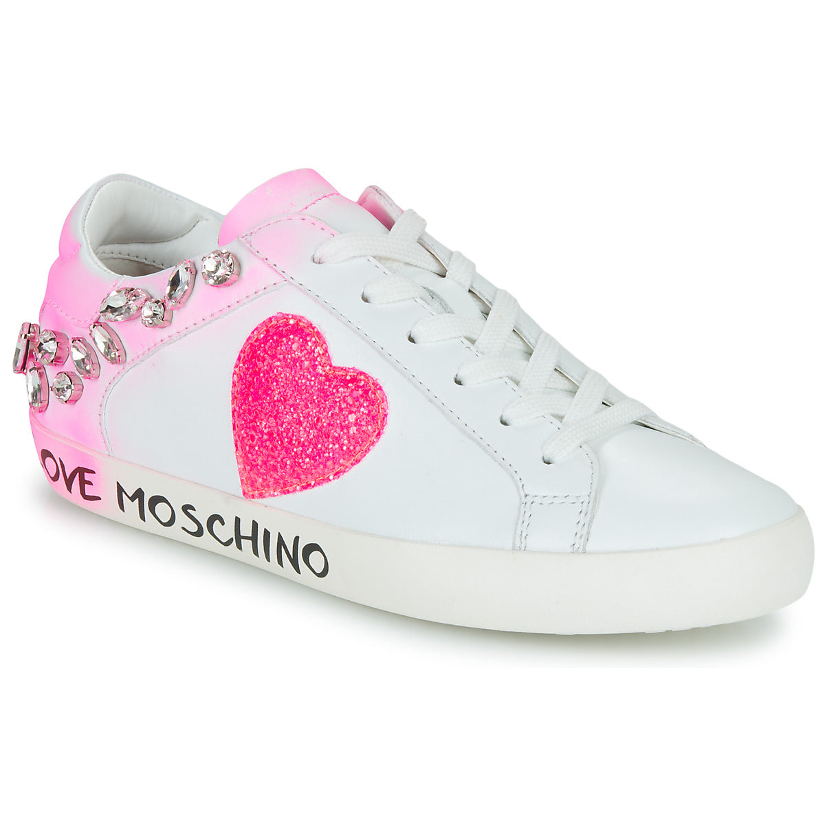 Sneakers basse donne Love Moschino  FREE LOVE  Rosa 