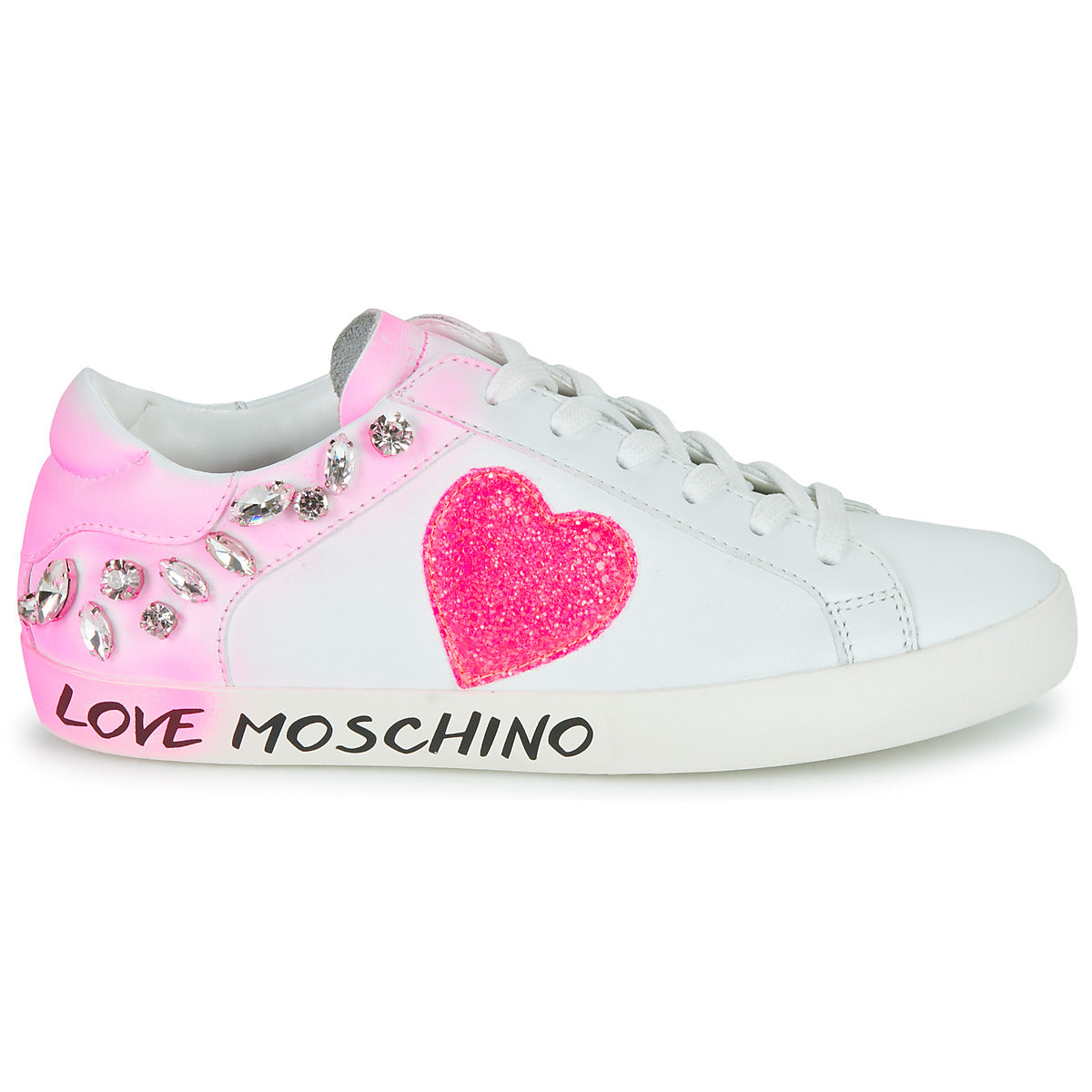 Sneakers basse donne Love Moschino  FREE LOVE  Rosa 