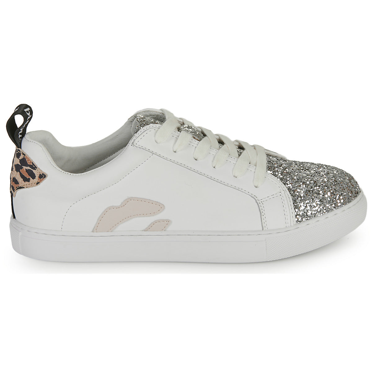 Sneakers basse donne Bons baisers de Paname  BETTYS ROSE GLITTER SILVER  Bianco 