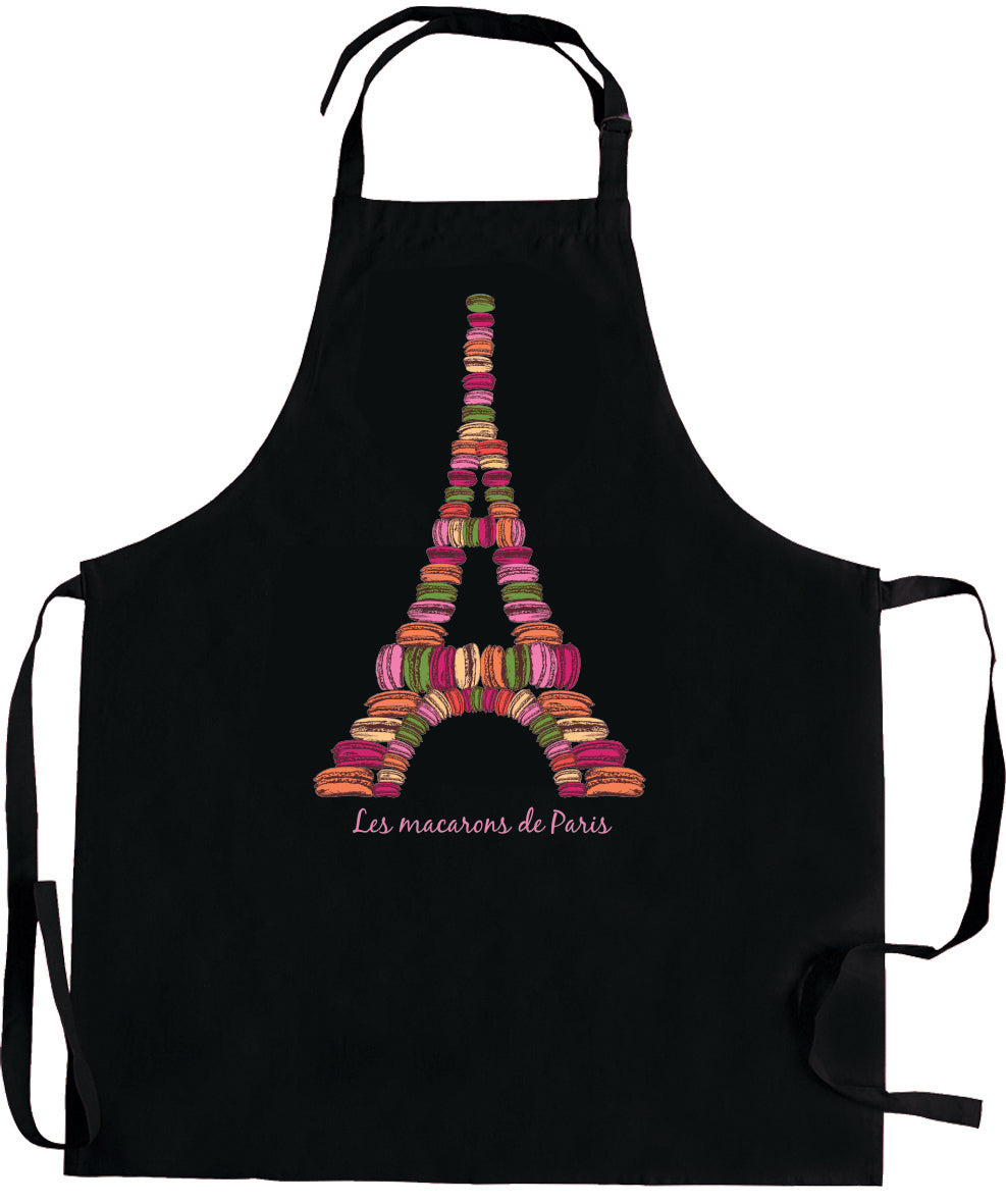 Grembiule da cucina riciclato Macarons de Paris Noir 72 X 90