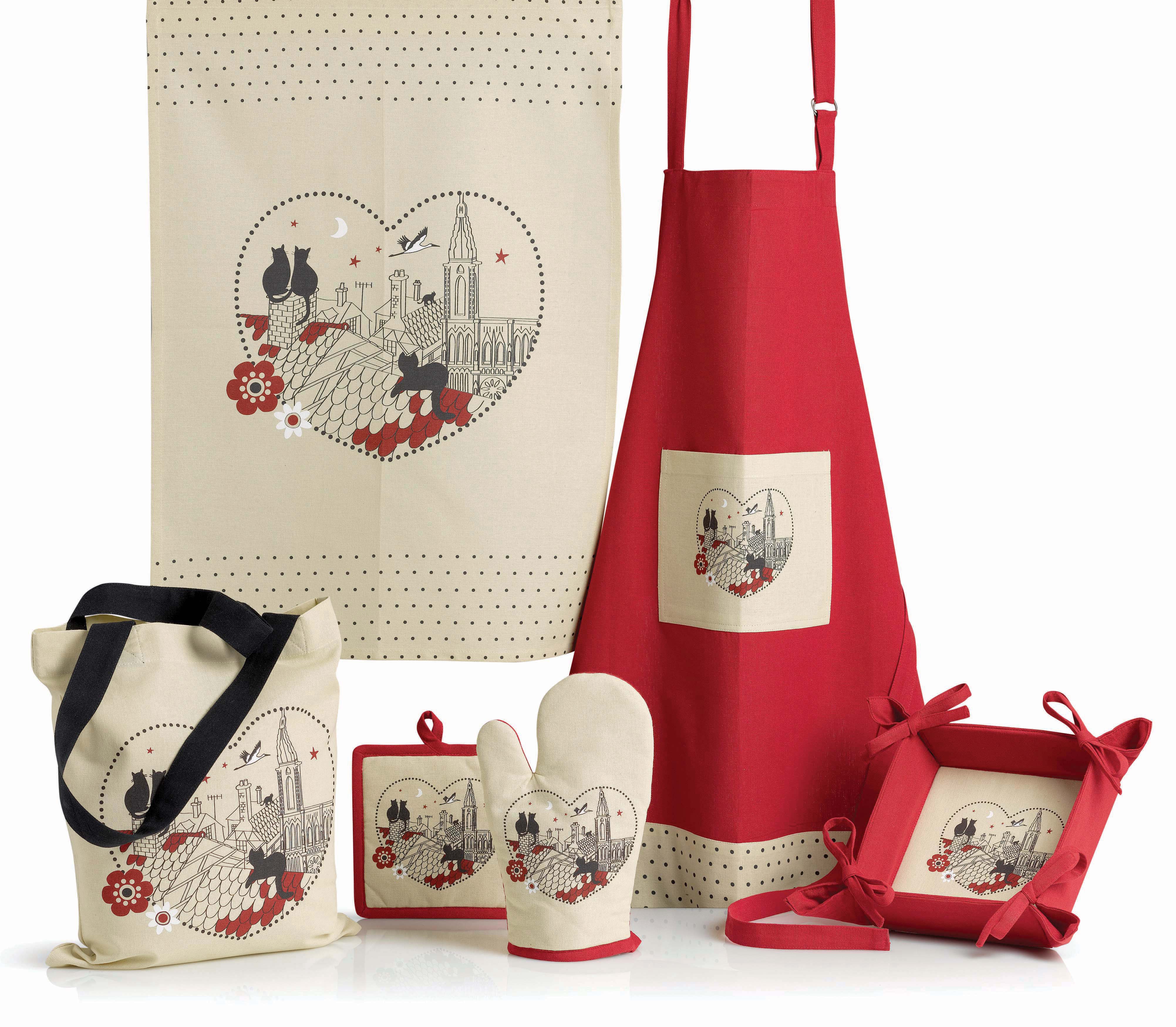 Grembiule da cucina Chats Coeur Rouge 72 X 85