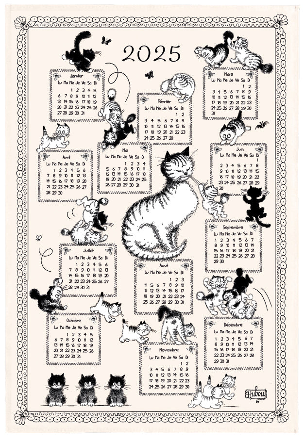 Strofinaccio Dubout Calendrier chatons 2025 Écru 48 X 72