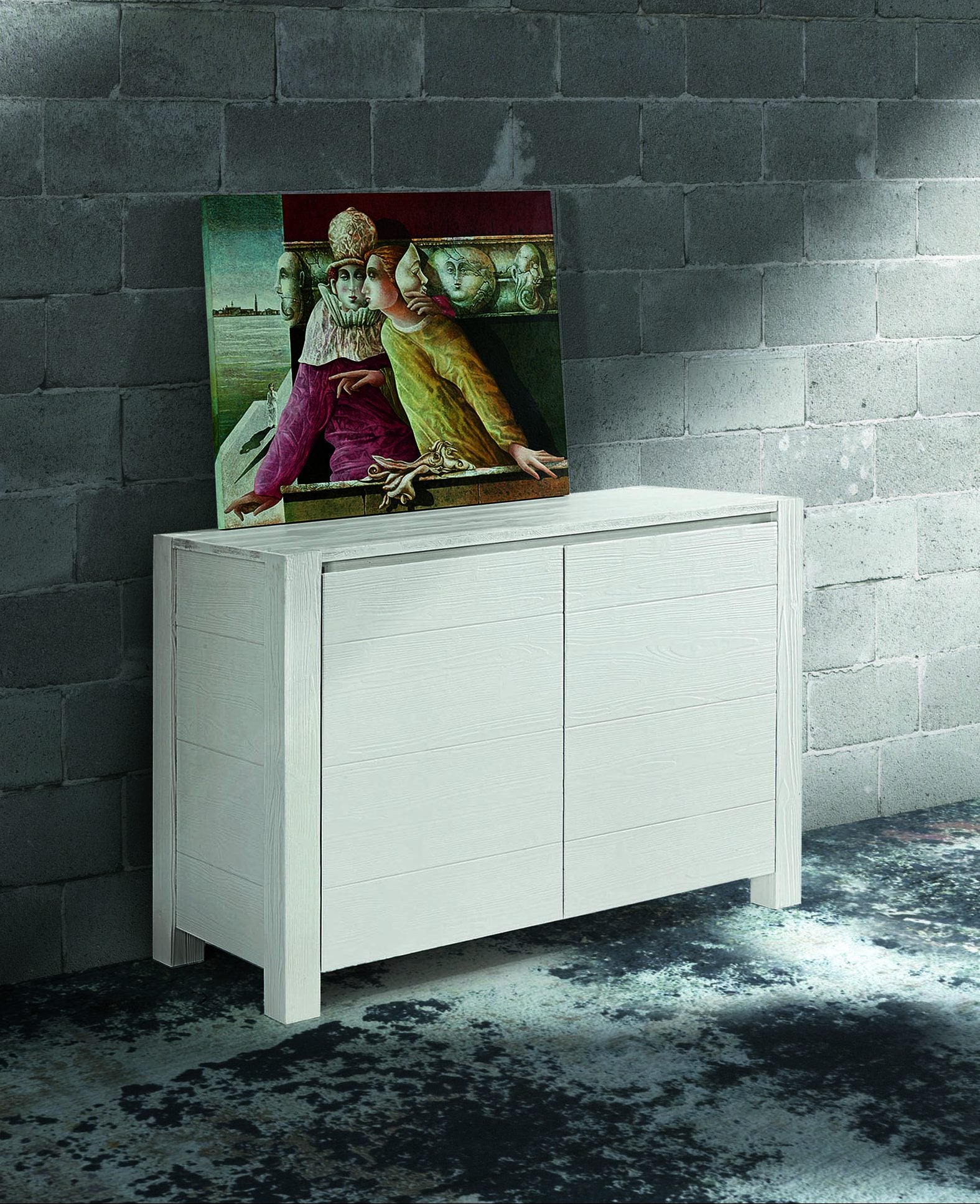 Credenza in abete bianco spazzolato 125×50 cm H 84 cm