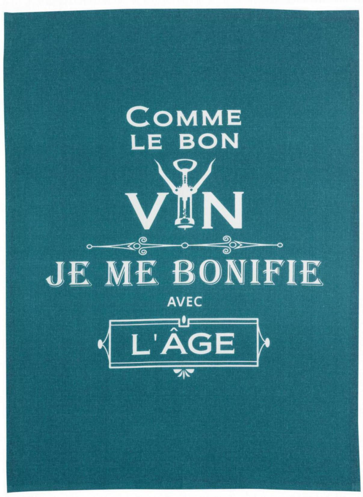 Strofinaccio Message Comme le bon vin Paon 70 X 50