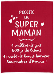 Strofinaccio Message Super Maman Rouge 50 X 70