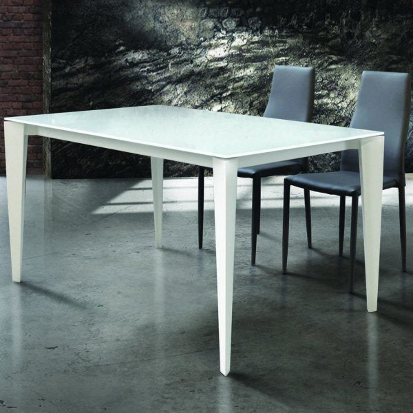 Tavolo CAPRI bianco in vetro allungabile 140×90 cm – 240×90 cm