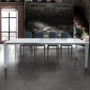 Tavolo CAPRI bianco in vetro allungabile 140×90 cm – 240×90 cm