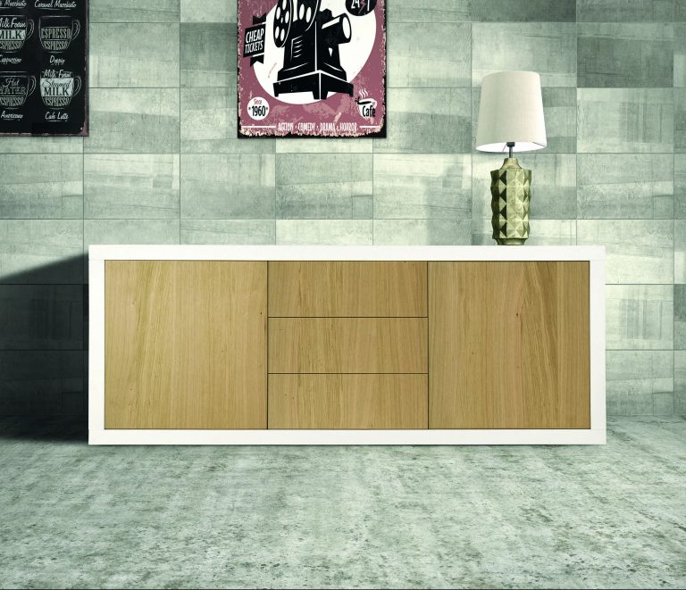 Credenza PANAREA bianca e naturale 186×45 cm H 75 cm