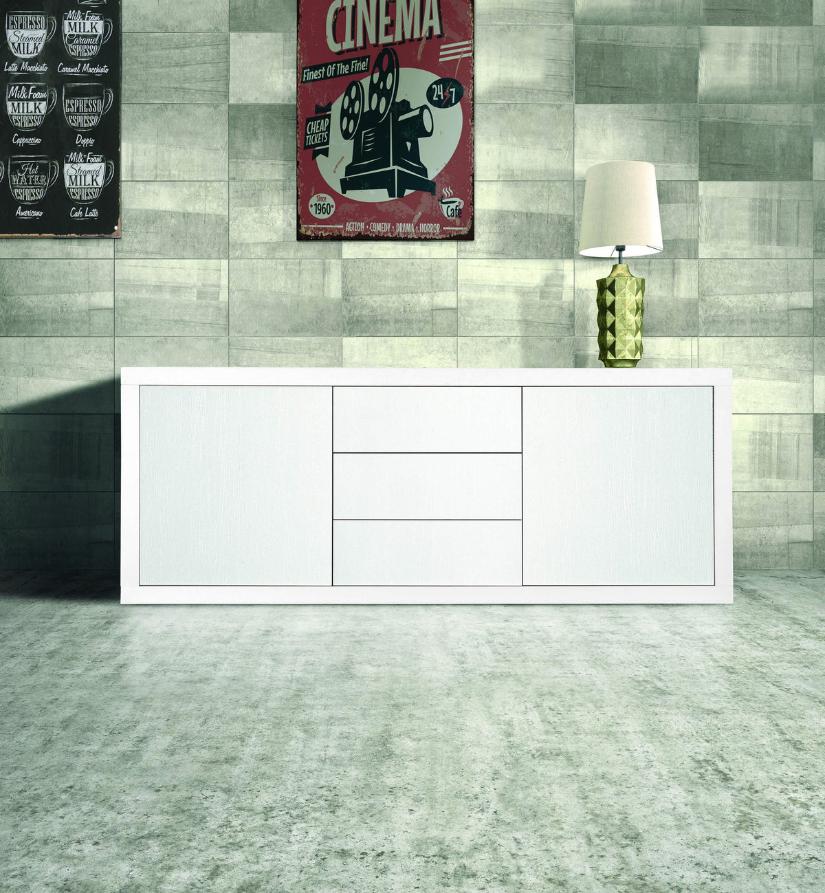 Credenza PANAREA bianca 186×45 cm H 75 cm