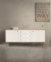 Credenza SOFFIANO abete spazzolato e bianca 185×50 cm H 84 cm