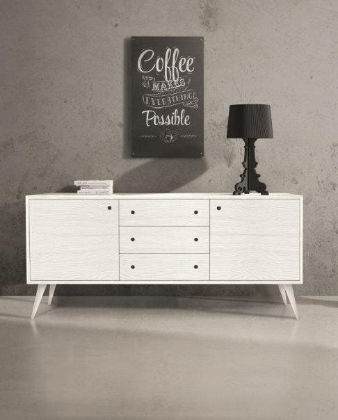 Credenza SOFFIANO abete spazzolato bianco 185×50 cm H 84 cm