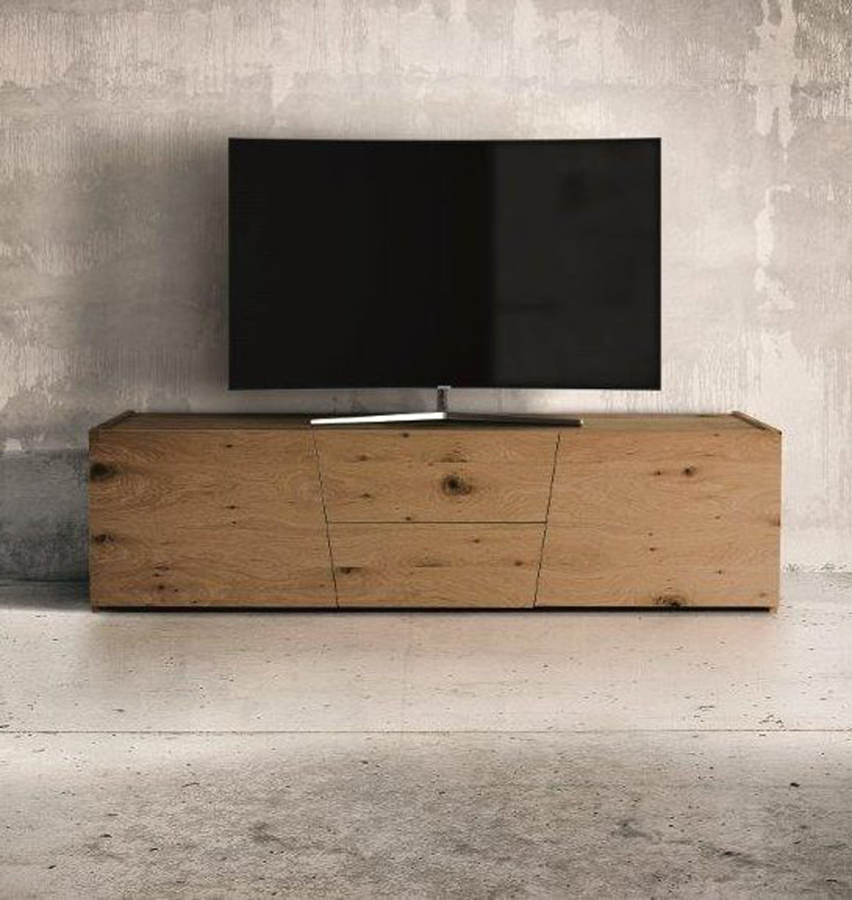 Porta TV SAN BABILA rovere nodato spazzolato 165×45 cm H 45 cm