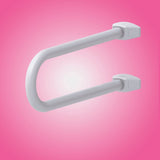 maniglia di sicurezza fissa per disabili in alluminio colore bianco, accessorio da bagno visto frontalmente