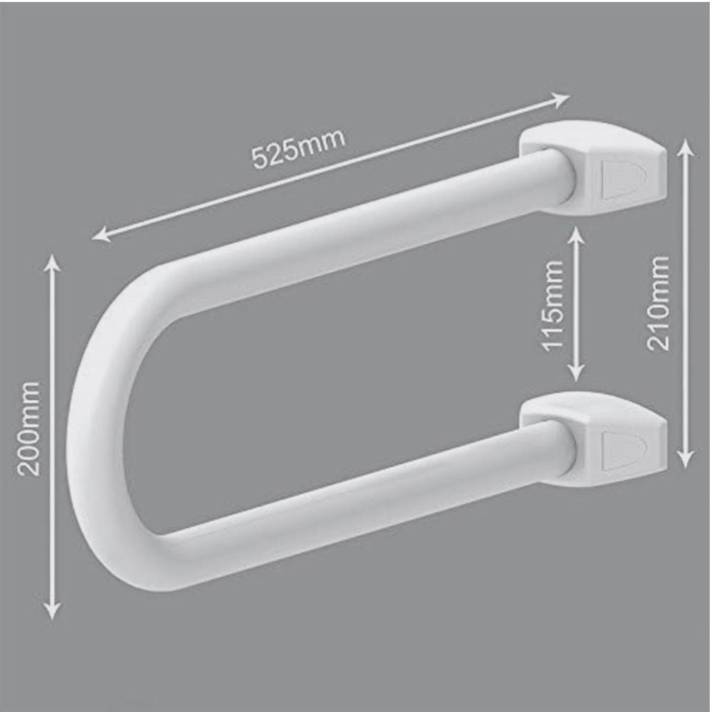 maniglia di sicurezza fissa per disabili in alluminio colore bianco, accessorio funzionale per l’uso quotidiano in bagno