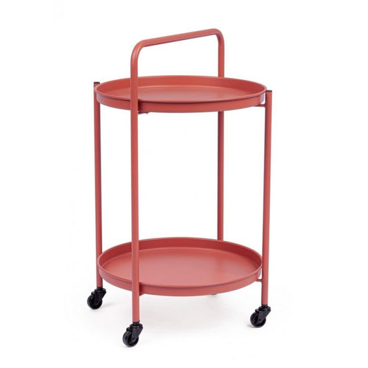 carrello pieghevole austin in acciaio rosso, con vassoio, vista frontale del prodotto