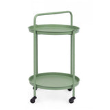 carrello pieghevole austin in acciaio verde, con vassoio, ambientazione d’arredo con il prodotto protagonista