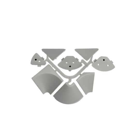 accessori alzatina triangolare colore grigio alluminio, alzatina in primo piano, ideale per completare il piano cucina