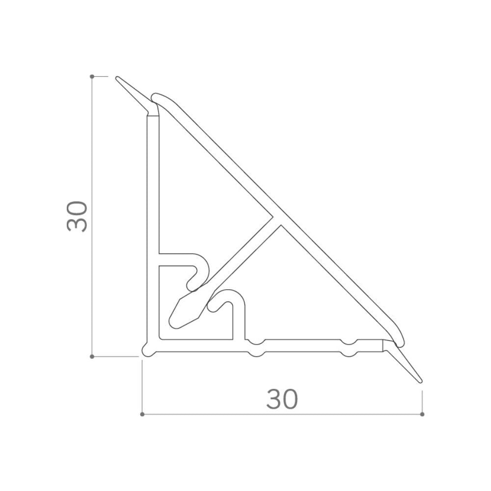 alzatina triangolare in pvc rivestita in carta colore ciliegio 4 metri, alzatina installata tra piano e parete, soluzione pratica e decorativa